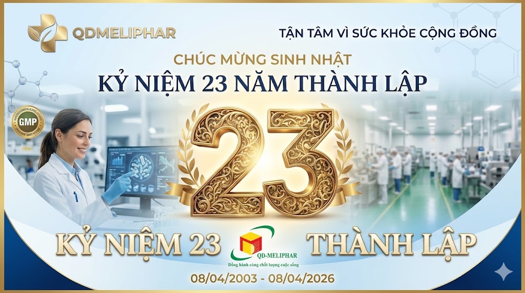 Banner kỷ niệm 23 năm thành lập QDMeliphar